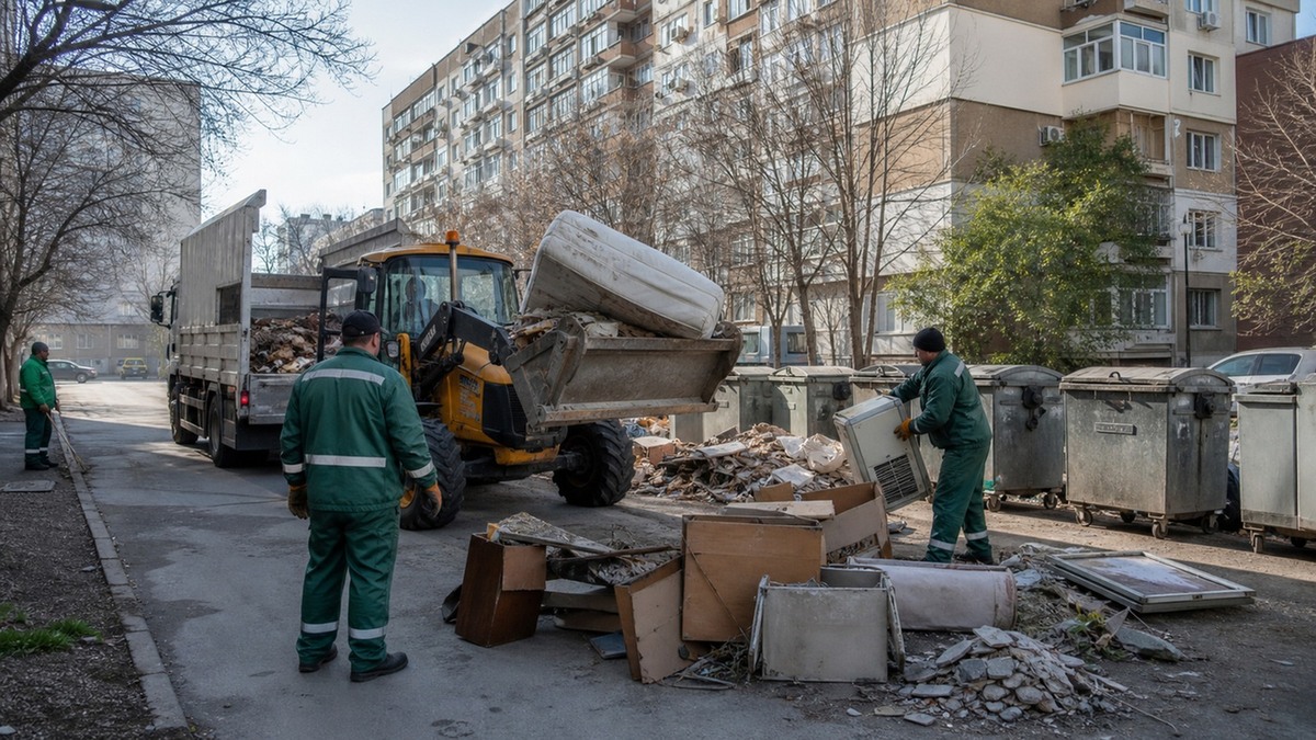 почистена контейнерна площадка в Пловдив
